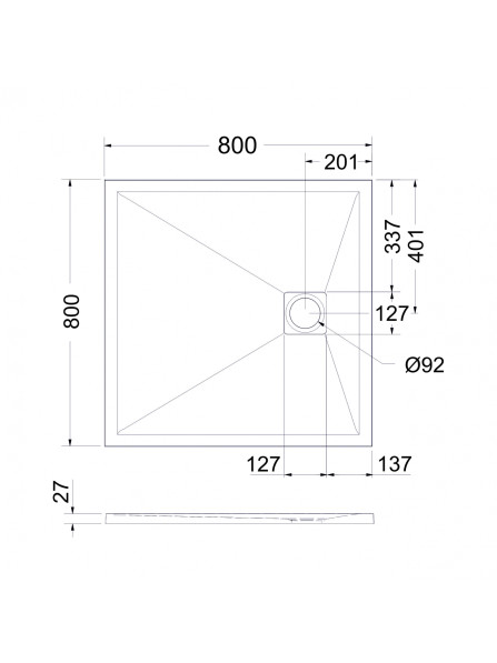 West Zara Zuhanytálca 80x80x2,7 szürke