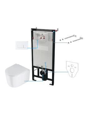Öblítőtartály, Deante Jasmin falsík alatti+wc+wc ülőke+nyomólap, fehér CDJA6ZPW