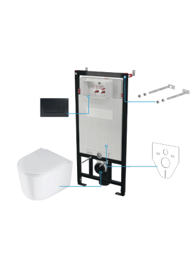 Öblítőtartály, Deante Jasmin falsík alatti+wc+wc ülőke+nyomólap, fehér CDJN6ZPW